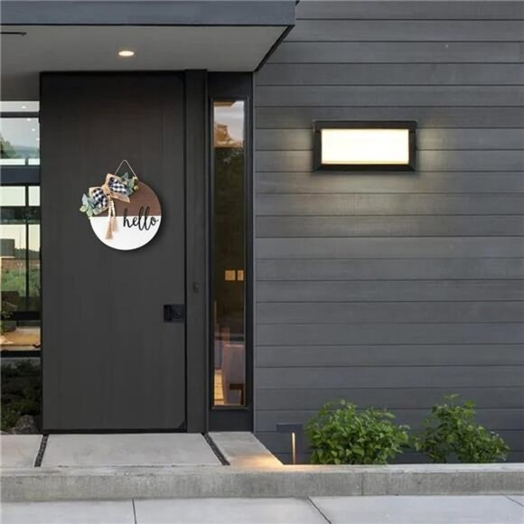 Merry Christmas Welcome Sign Home Decoration Front Door Round Wood Sign（Hello) - Picture 2 of 6